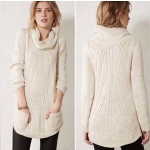 Anthropologie Guinevere Ivory Cable knit Cowl Neck Sweater small